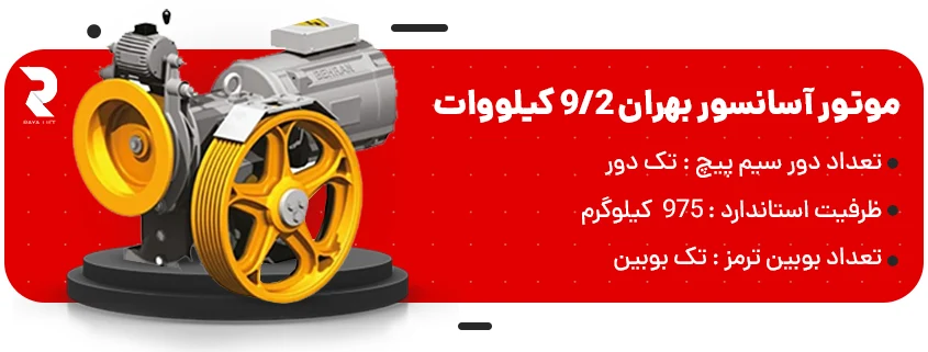 قیمت موتور آسانسور بهران 2-9 کیلووات