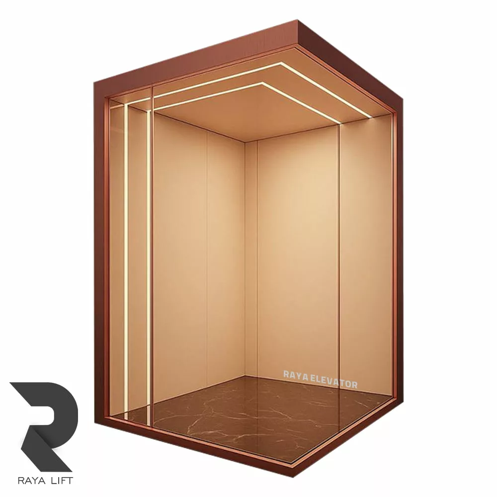 کابین آسانسور طرح آرتامیس استیل خشدار رزگلد کابین آسانسور طرح آرتامیس استیل خشدار رزگلد