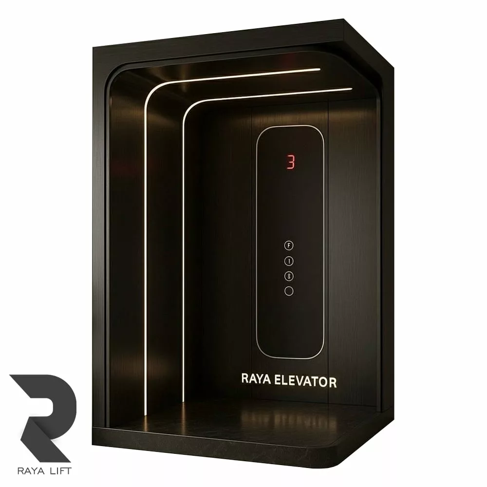 کابین آسانسور طرح آریا استیل خشدار بلک