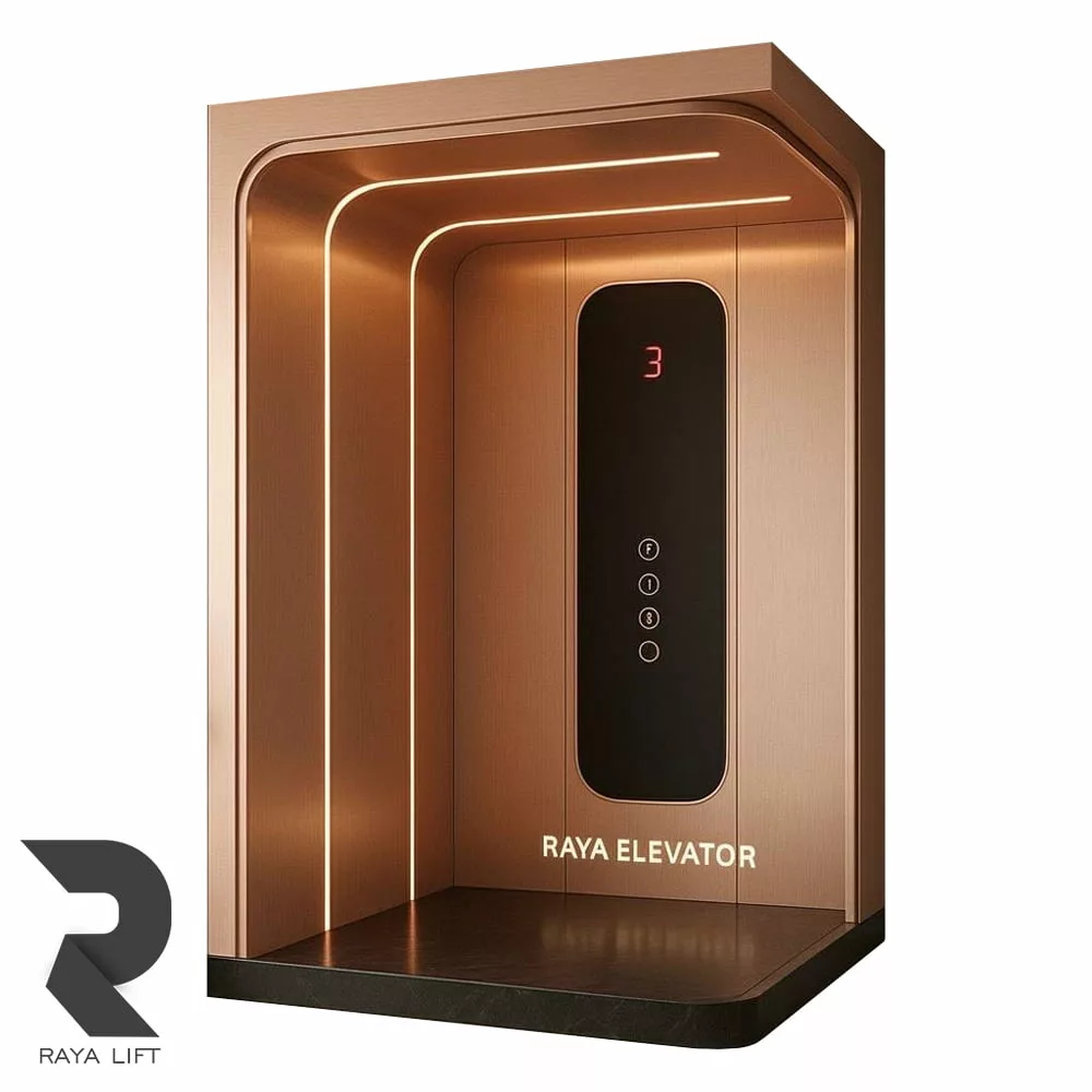 کابین آسانسور طرح آریا استیل خشدار رزگلد کابین آسانسور طرح آریا استیل خشدار رزگلد