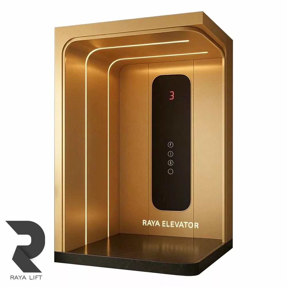 کابین آسانسور طرح آریا استیل میرور طلایی کابین آسانسور طرح آریا استیل میرور طلایی