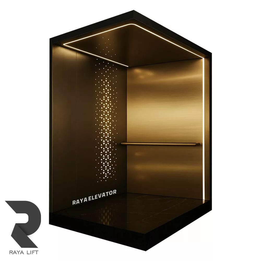 کابین آسانسور طرح آسترا استیل خشدار طلایی کابین آسانسور طرح آسترا استیل خشدار طلایی