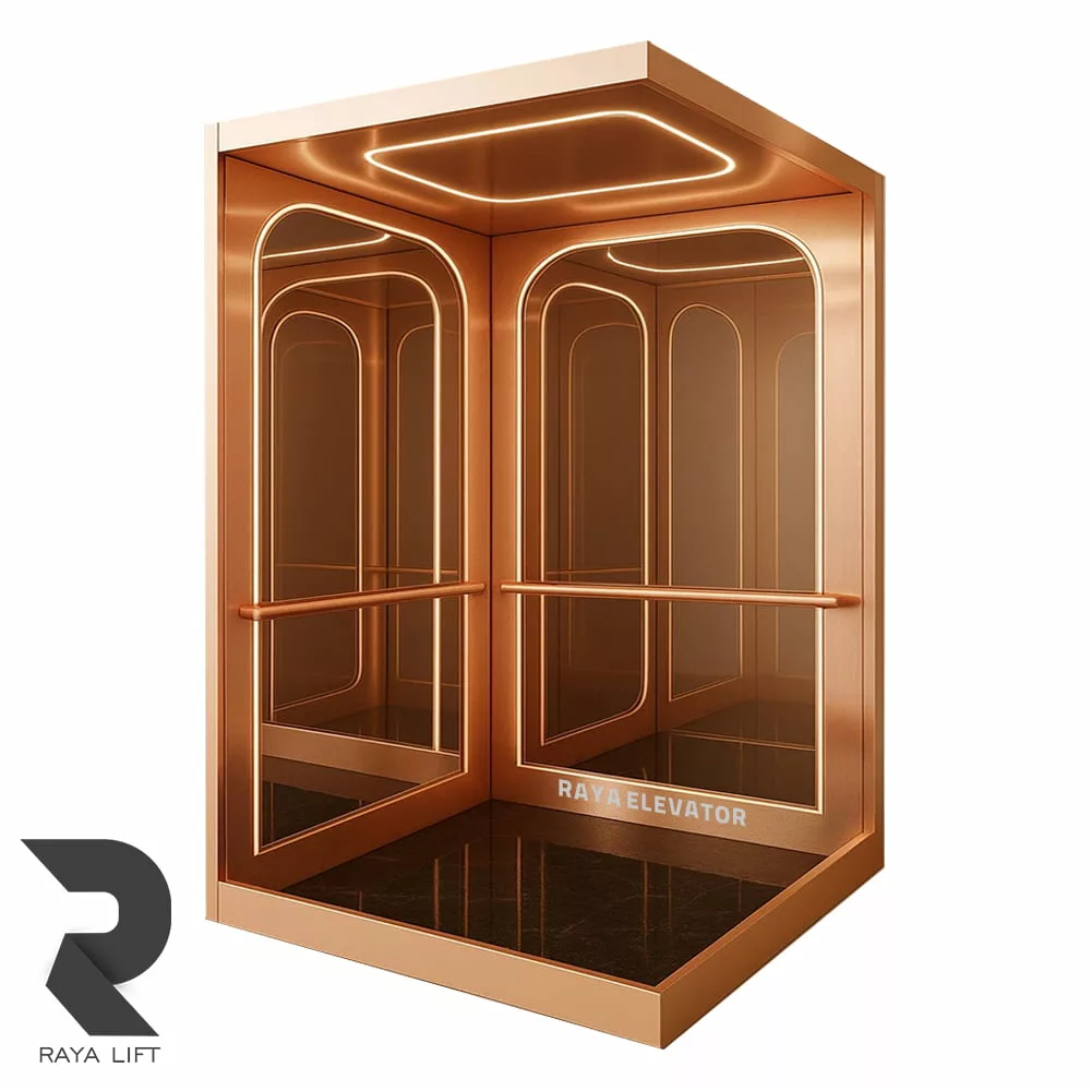 کابین آسانسور طرح اونیکس تمام استیل رزگلد