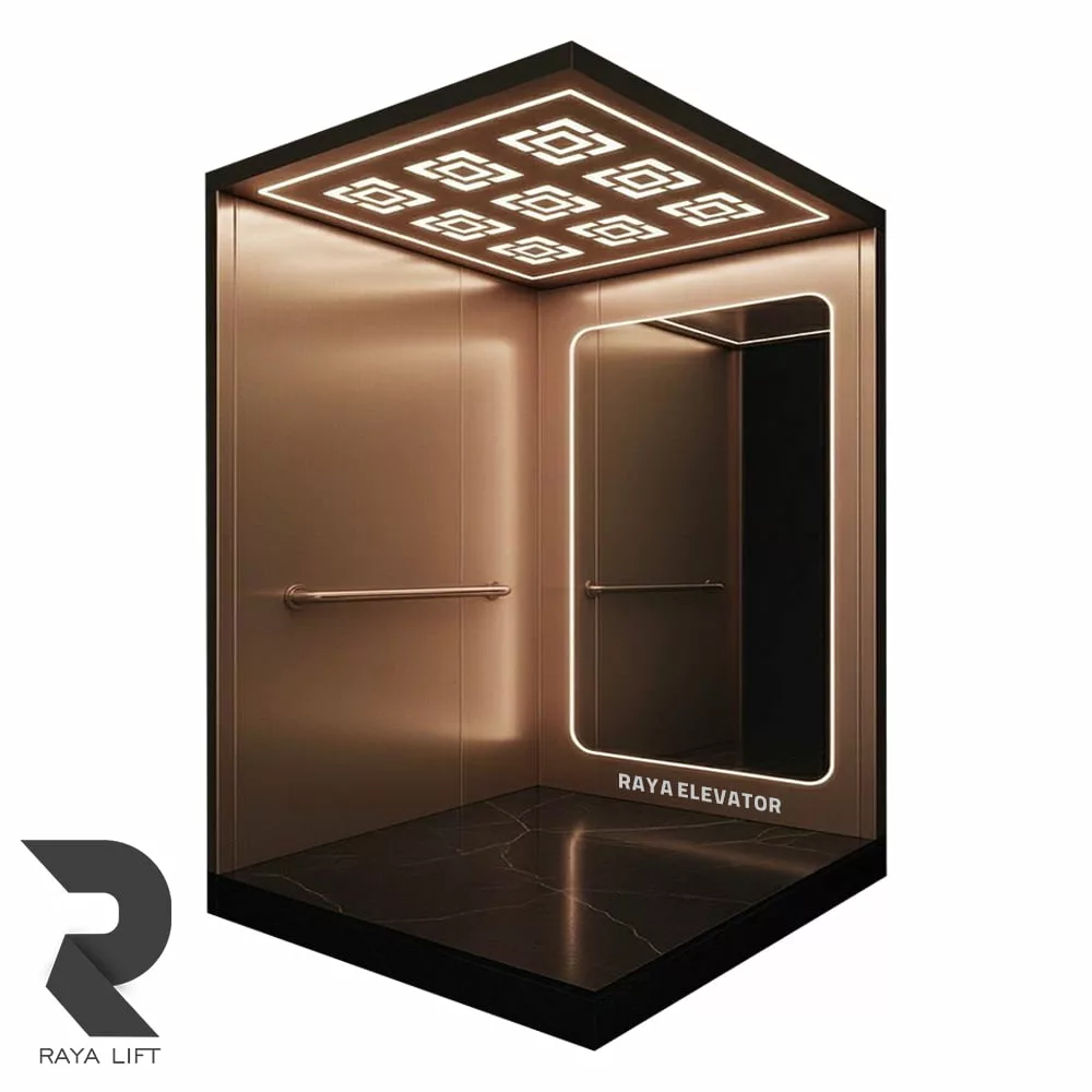 کابین آسانسور طرح ایلیا استیل خشدار رزگلد کابین آسانسور طرح ایلیا استیل خشدار رزگلد