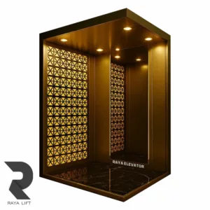 کابین آسانسور طرح تیرا استیل خشدار طلایی