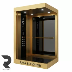 کابین آسانسور طرح سایا استیل خشدار طلایی