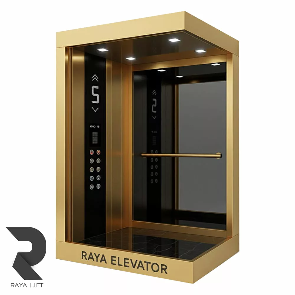 کابین آسانسور طرح سایا استیل خشدار طلایی کابین آسانسور طرح سایا استیل خشدار طلایی