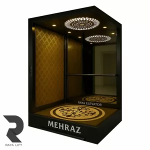 کابین آسانسور طرح مهراز استیل مشکی