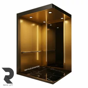 کابین آسانسور طرح نیرا استیل خشدار طلایی