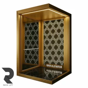 کابین آسانسور طرح ولورین استیل خشدار طلایی
