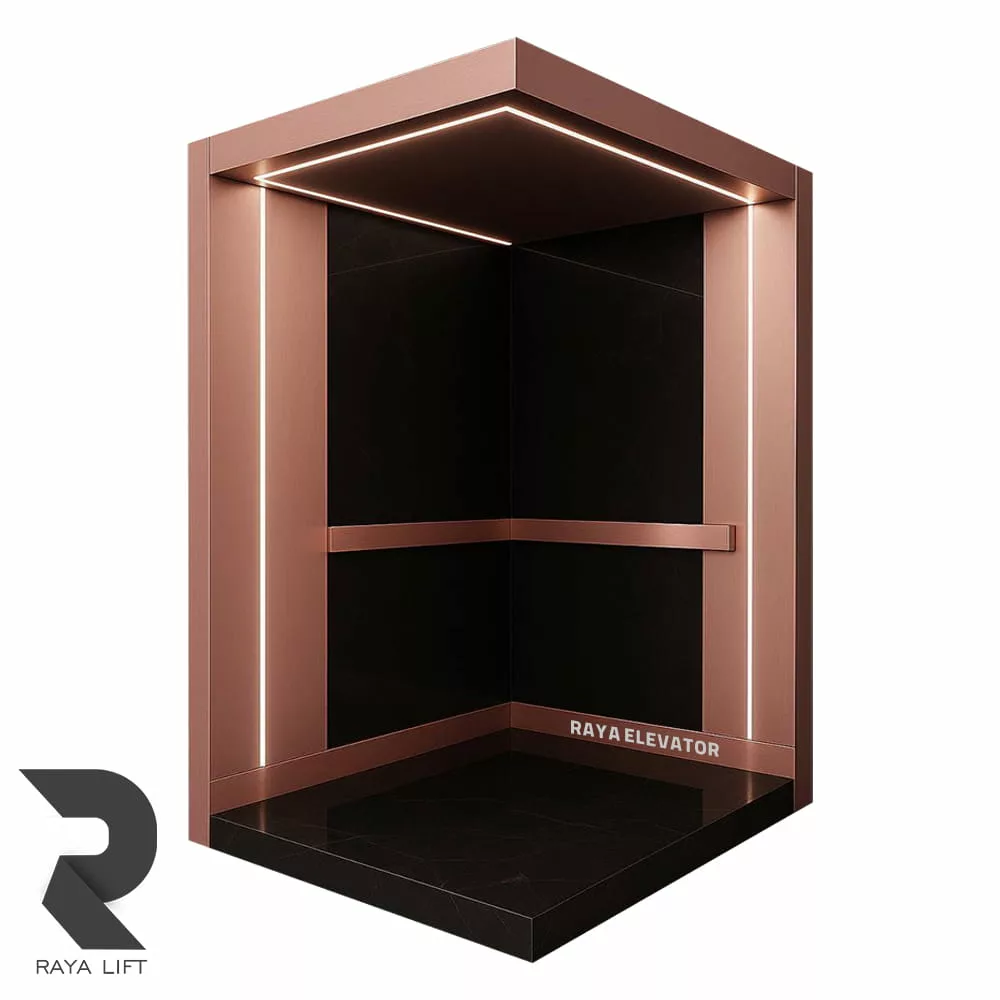 کابین آسانسور طرح ویستا استیل خشدار رزگلد