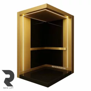 کابین آسانسور طرح ویستا استیل خشدار طلایی